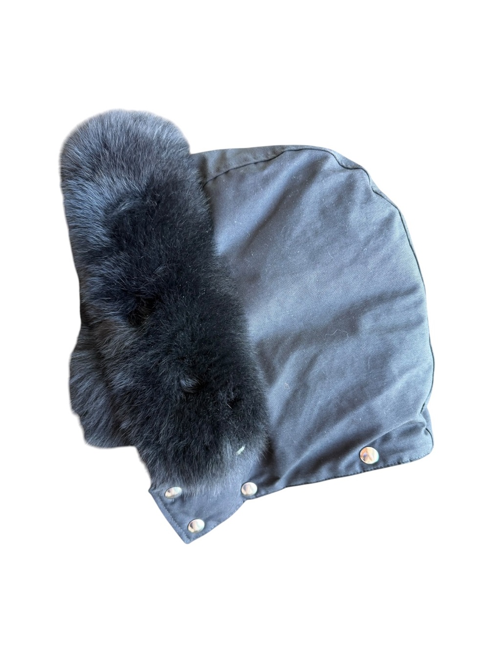 Authentic Moose Knuckles Black Replacement Hood w/ Fox Fur Trim Snap-On